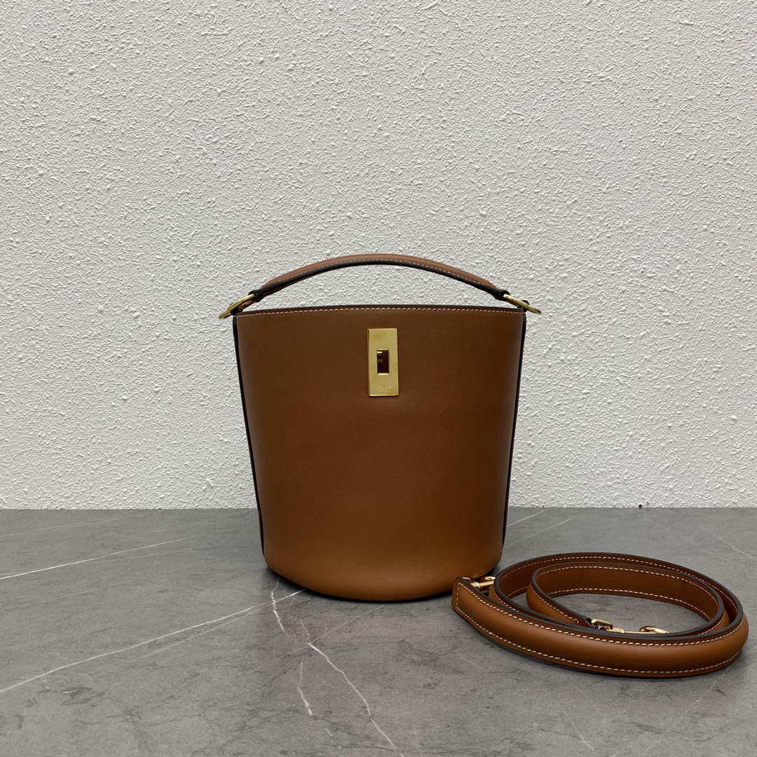 Celine Teen Bucket 16 Smooth Calfskin Handbag Shoulder Bag Tan 197573